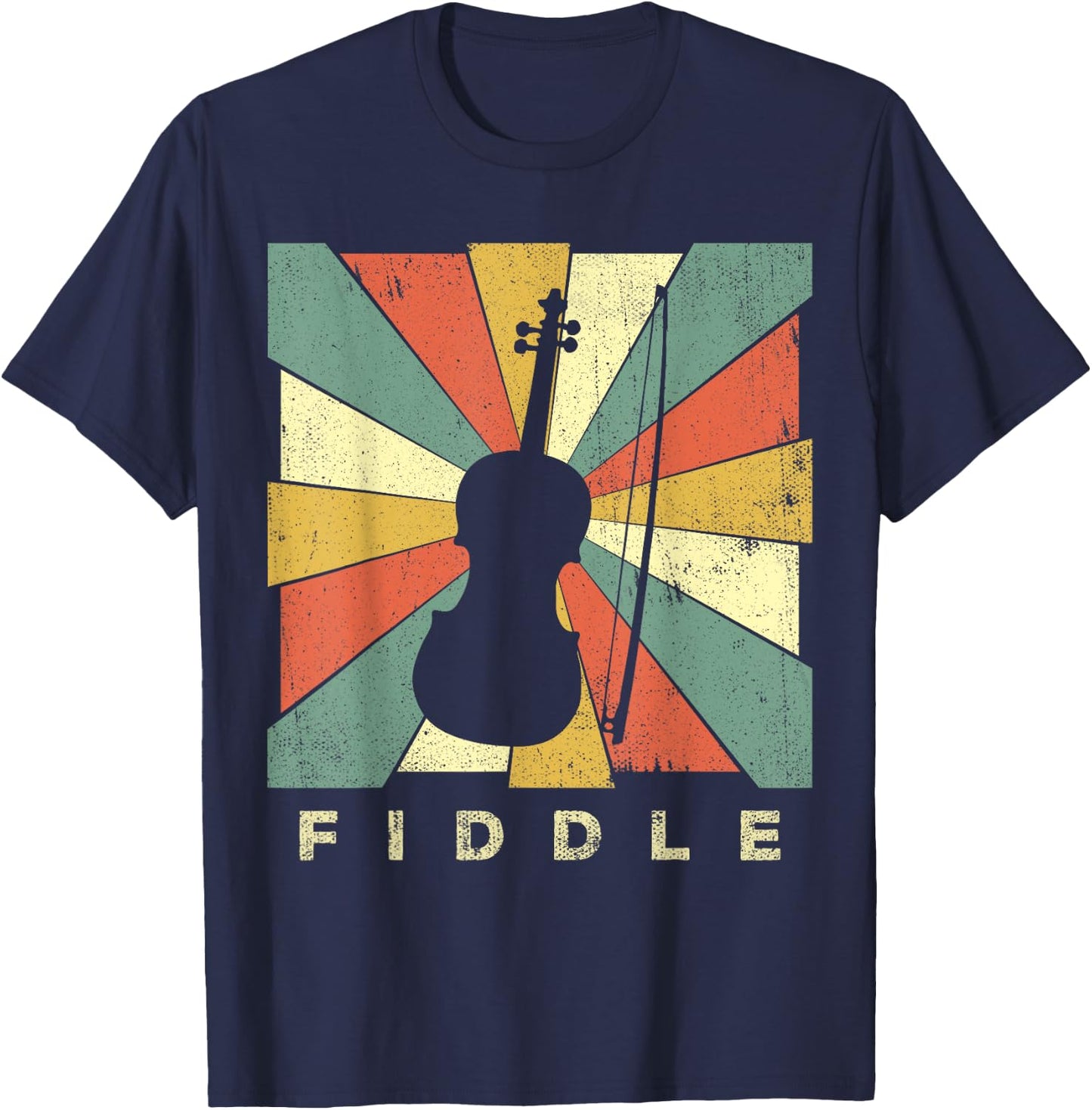 Vintage Fiddle Player Music Retro Gift T-Shirt - T-Shirt | Navy