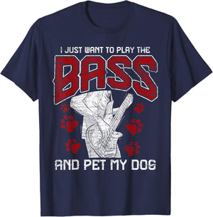 Bass Guitar - Pet My Dog - Bassist Bass Guitarist T-Shirt - T-Shirt | Navy