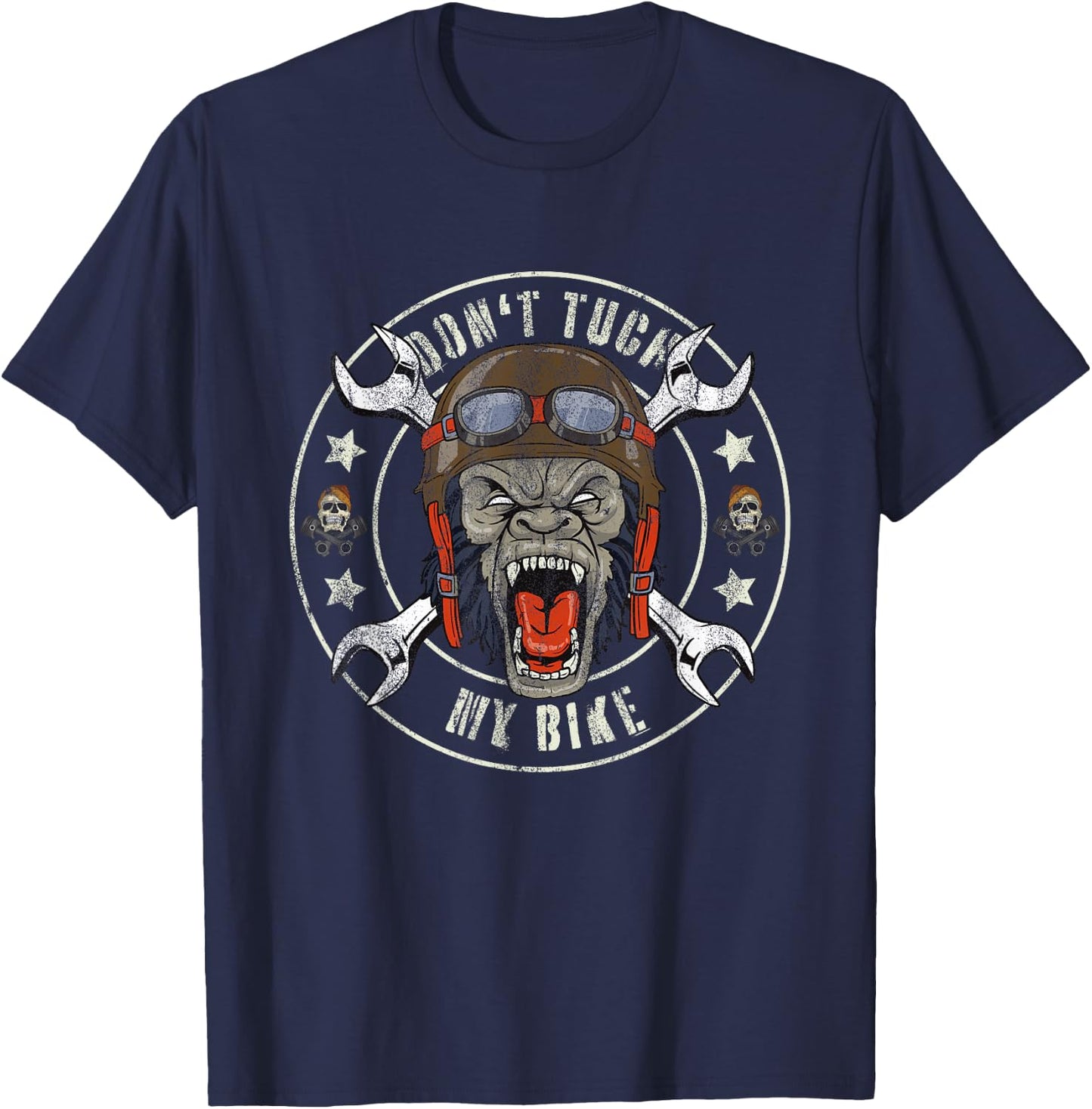 Don't Tuch My Bike Gorilla and Wrenches Biker Mechanic T-Shirt - T-Shirt | Navy