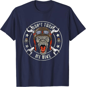 Don't Tuch My Bike Gorilla and Wrenches Biker Mechanic T-Shirt - T-Shirt | Navy