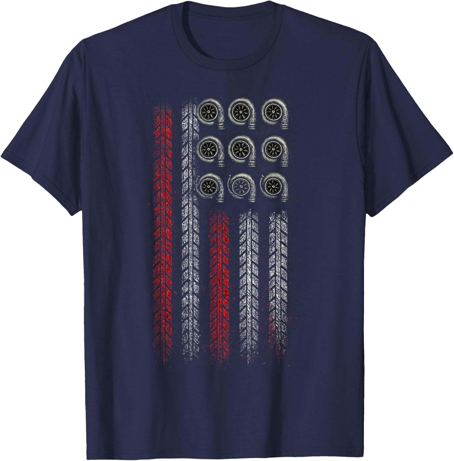 Funny Racing and Drift, Burnout American Patriotic Flag T-Shirt - T-Shirt | Navy