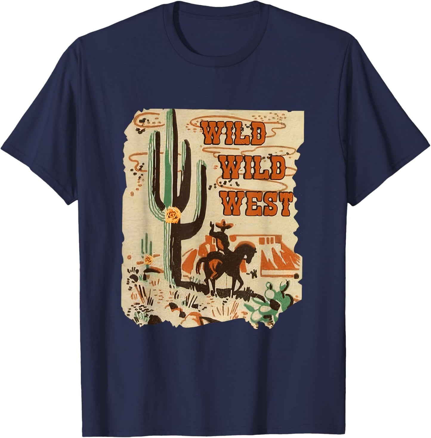 Wild Wild West Western Life Southwest Desert Vibes Cactus T-Shirt - T-Shirt | Navy