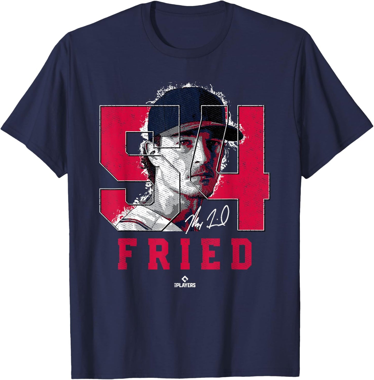 Max Fried Silhouette Maximus Atlanta MLBPA T-Shirt - T-Shirt | Navy