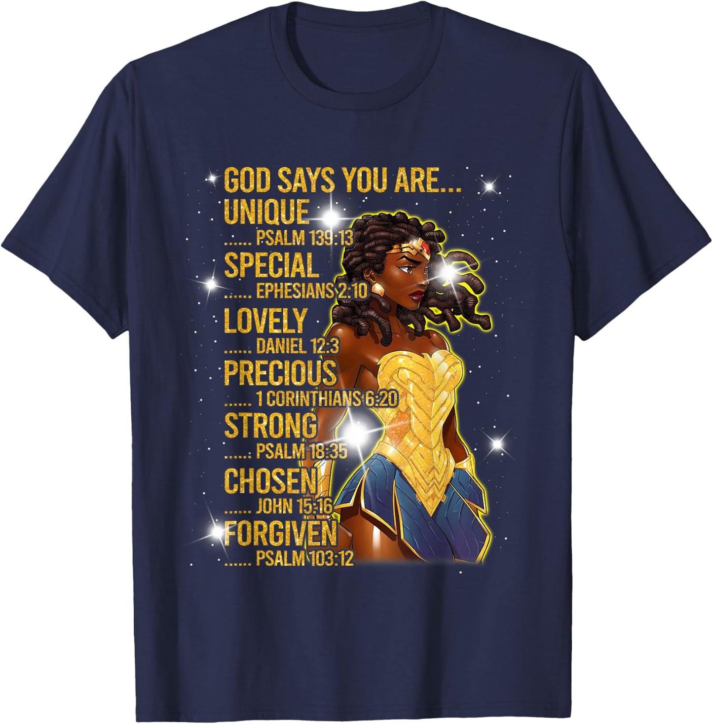 Wonder Black Woman, Black Strong Woman T-Shirt - T-Shirt | Navy