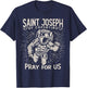 St Joseph of Cupertino Astronaut Space Catholic Distressed T-Shirt - T-Shirt | Navy