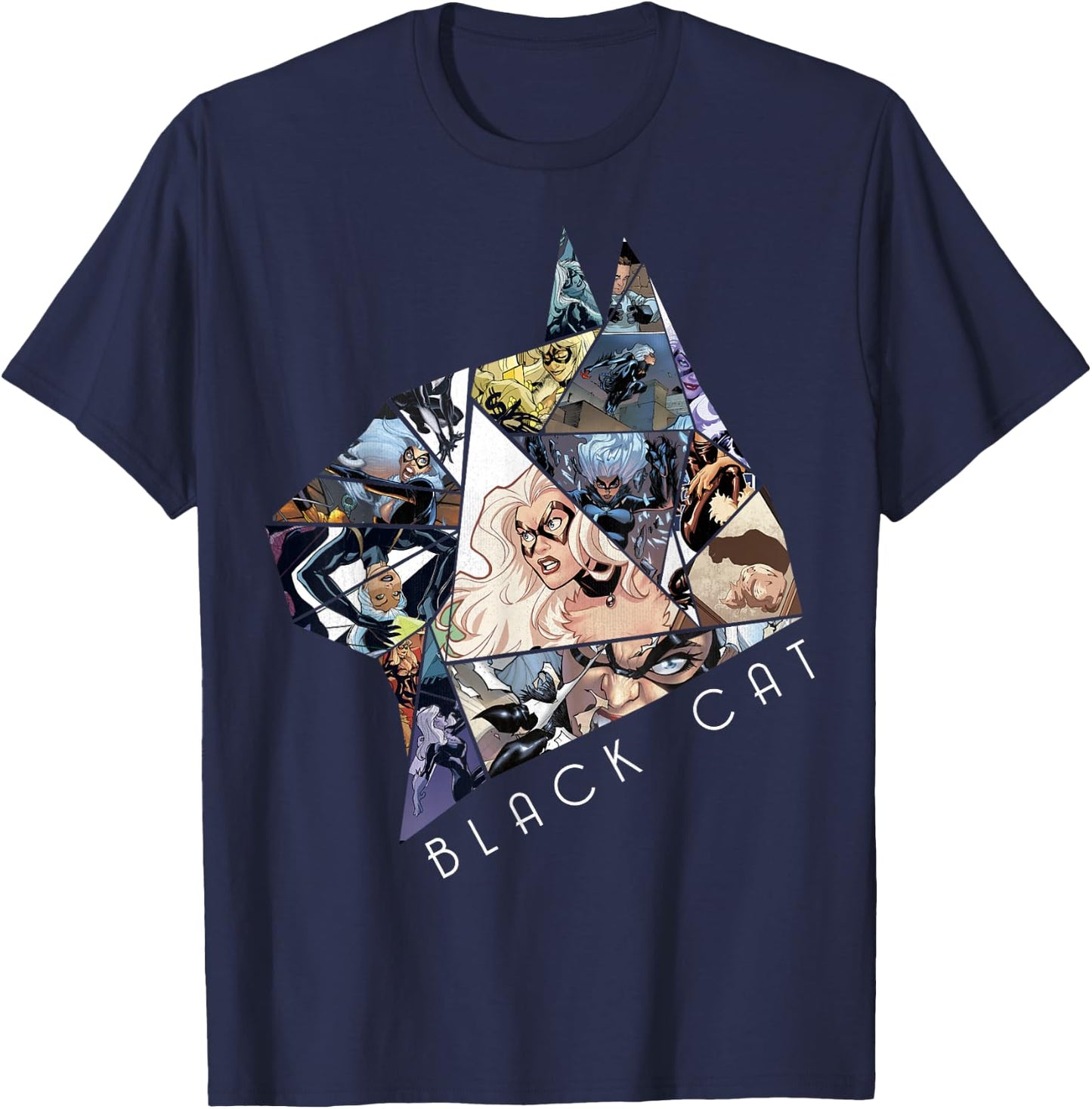 Marvel Black Cat Shattered Collage Action Poses Poster T-Shirt - T-Shirt | Navy