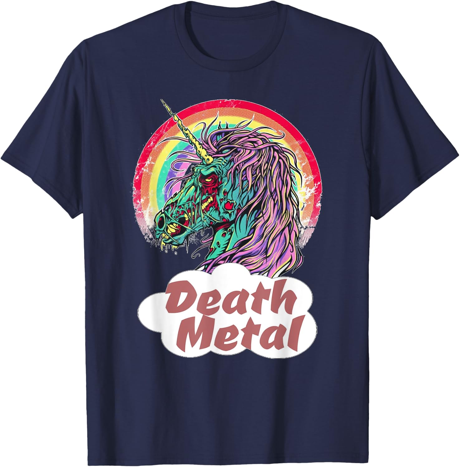 Zombie Unicorn Death Metal Rocker T-Shirt - T-Shirt | Navy