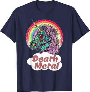 Zombie Unicorn Death Metal Rocker T-Shirt - T-Shirt | Navy