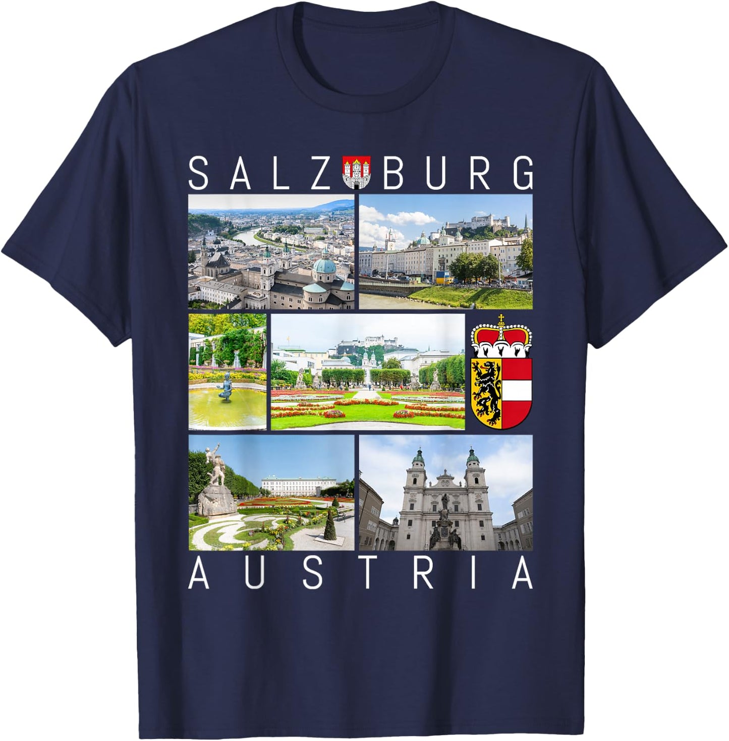 Salzburg Austria Mozart Classical Music Sound Sights Gallery T-Shirt - T-Shirt | Navy