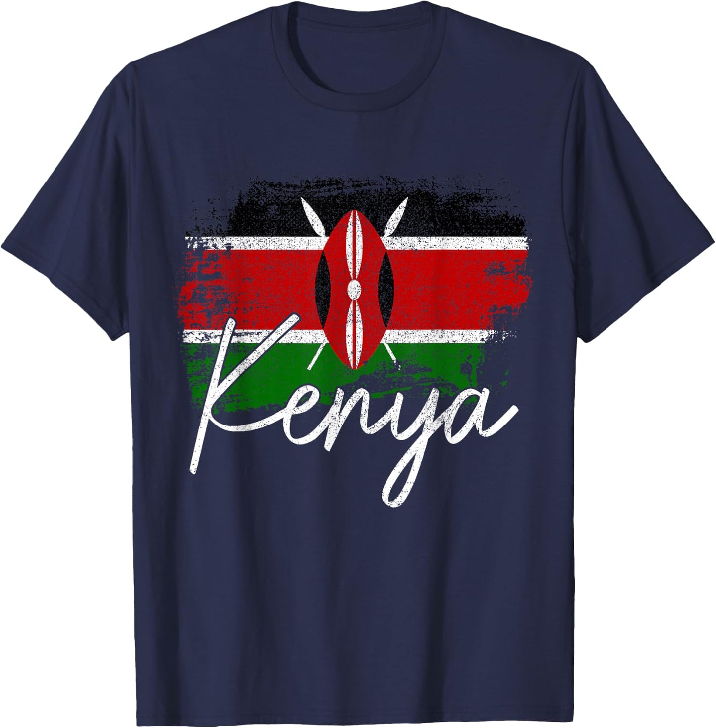 Kenya Vintage Flag Kenya Pride Roots Africa T-Shirt - T-Shirt | Navy
