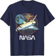 NASA Iconic Space Shuttle Blast Vintage Big Chest Poster T-Shirt - T-Shirt | Navy