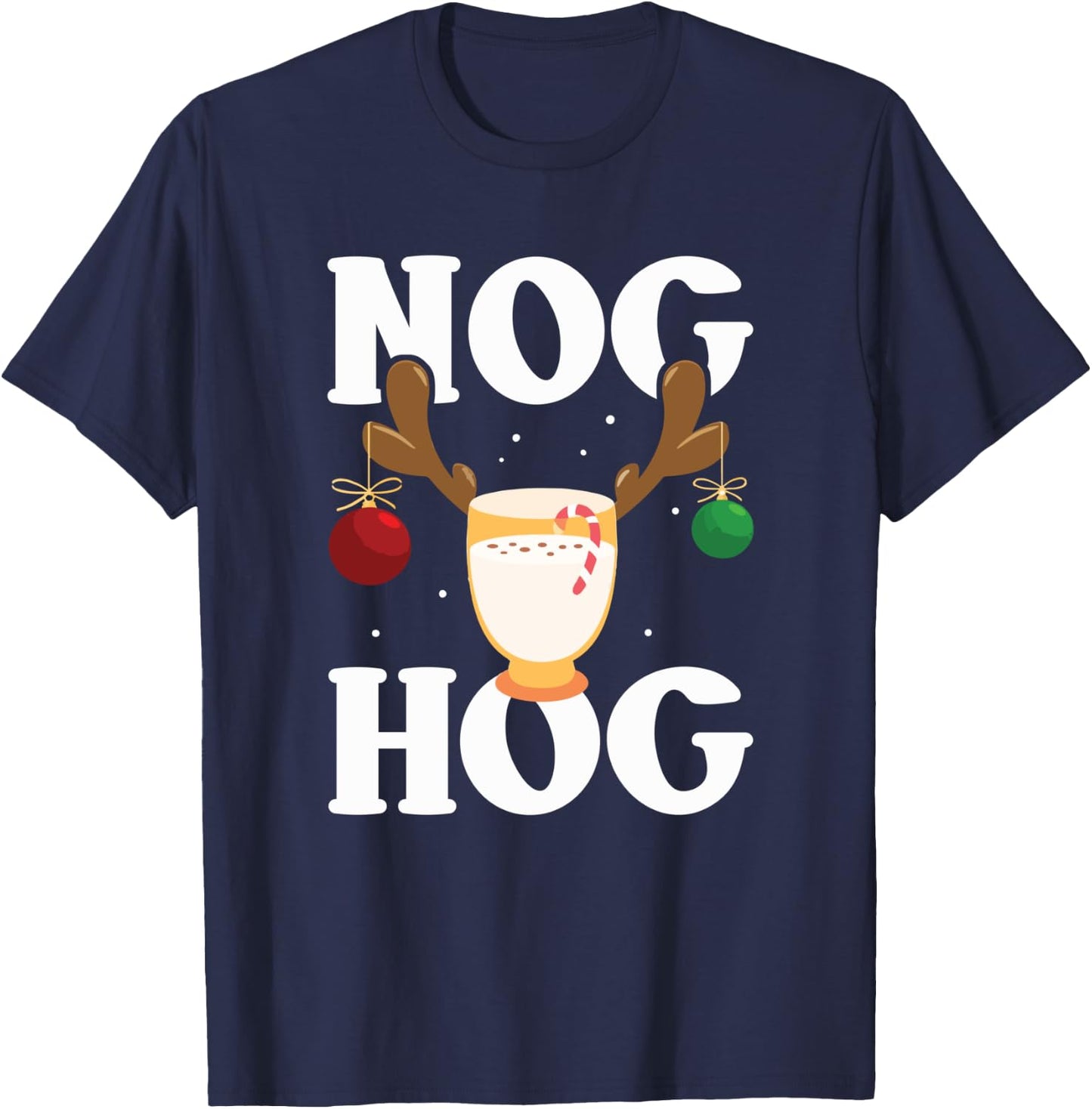 Nog Hog - National Eggnog Day - Egg Nog Christmas Holiday T-Shirt - T-Shirt | Navy
