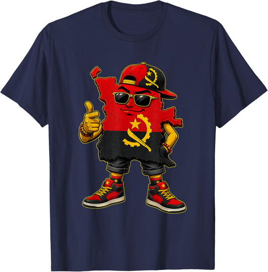 Country National Pride Angola Flag T-Shirt - T-Shirt | Navy