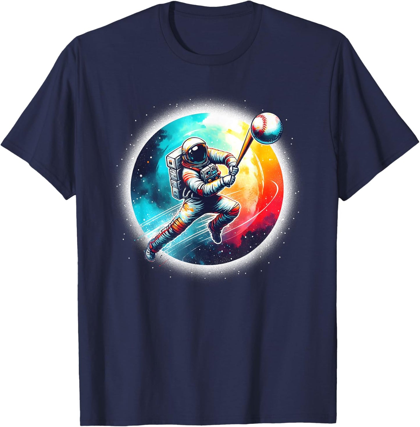 Solar System Planets Science Space Astronaut Baseball Galaxy T-Shirt - T-Shirt | Navy