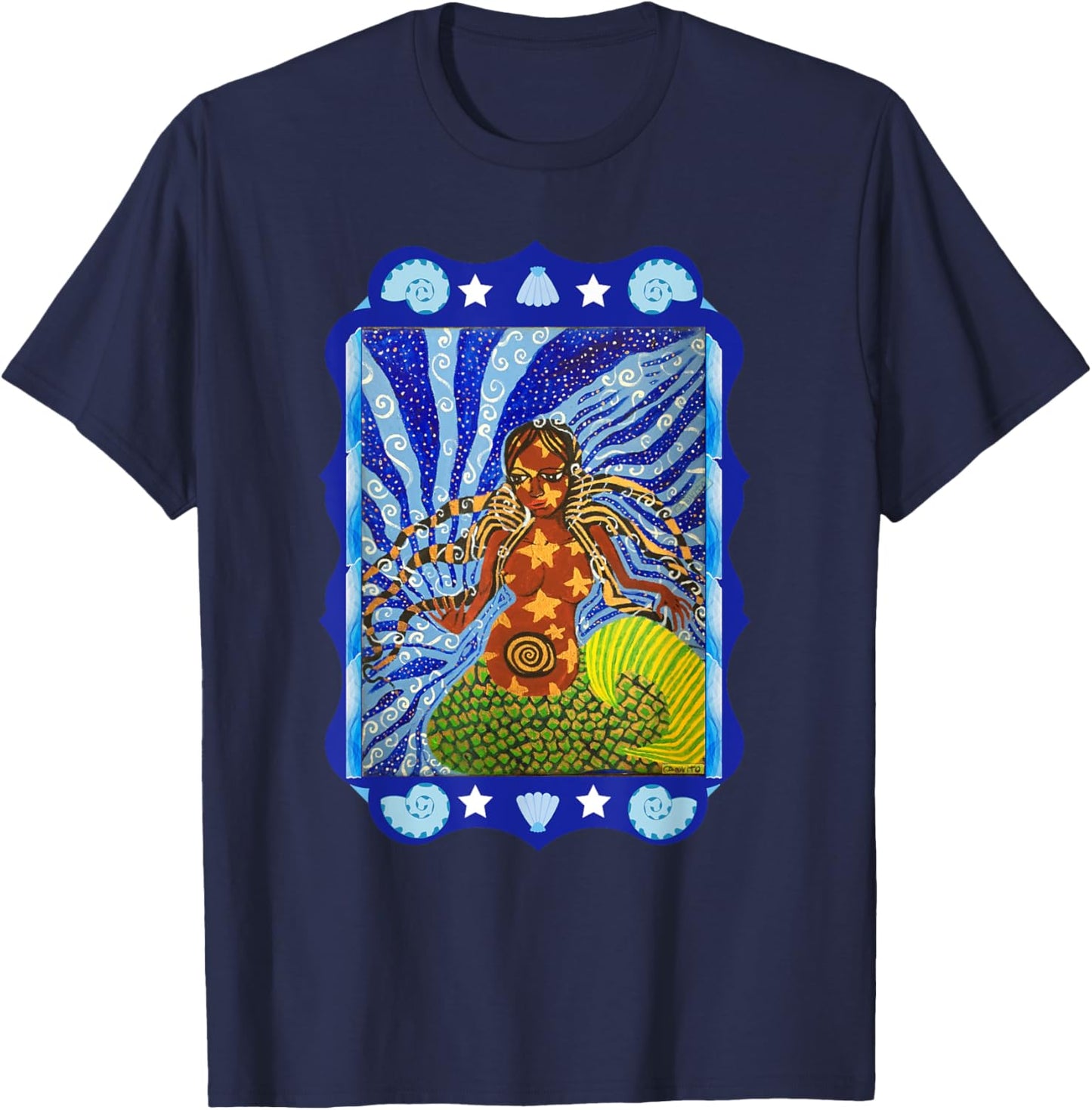 Yemaya: Mother of The Children of The Sea (Goddess) T-Shirt - T-Shirt | Navy