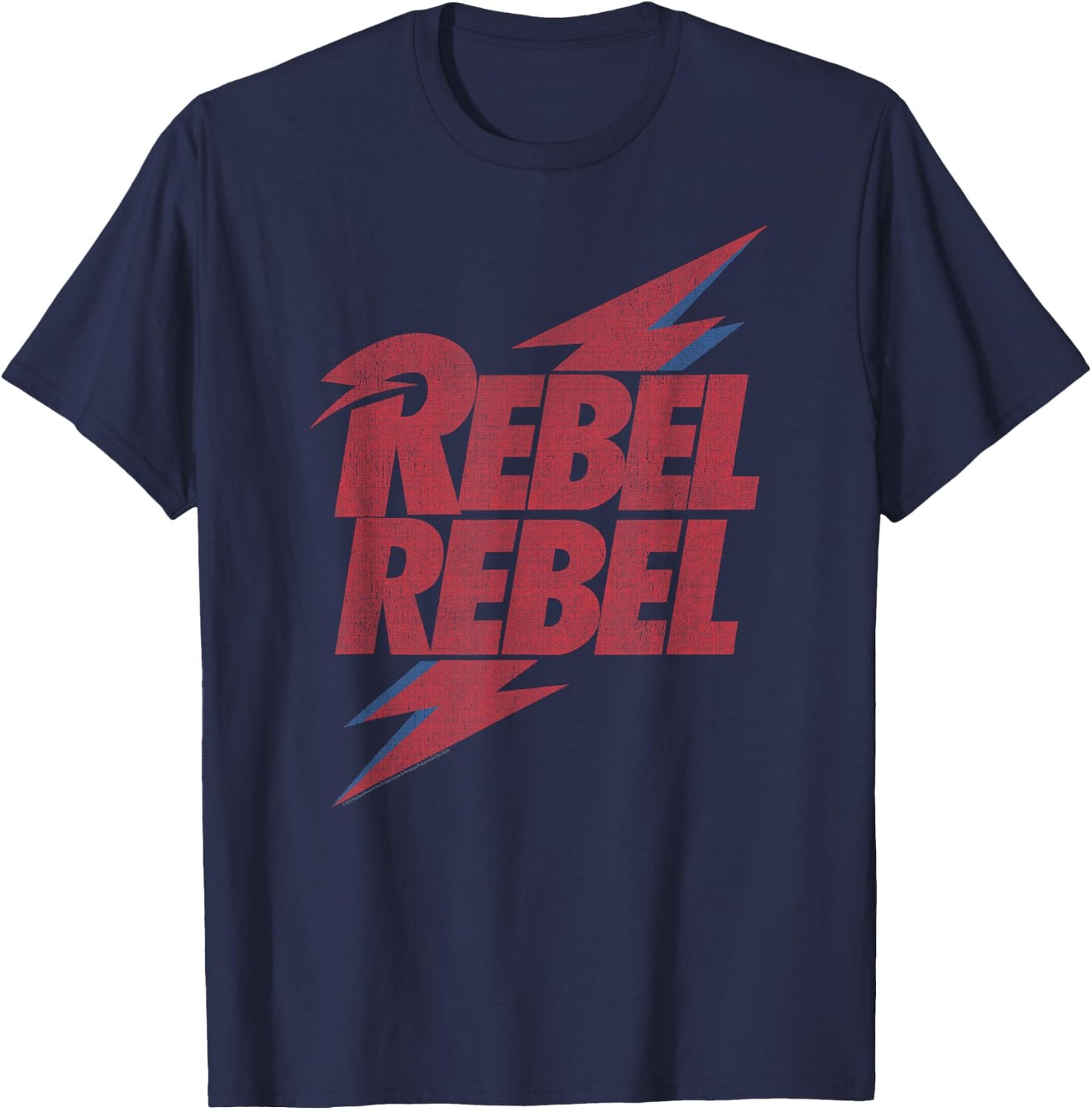 David Bowie - Rebel Rebel Lightning Lyric T-Shirt - T-Shirt | Navy