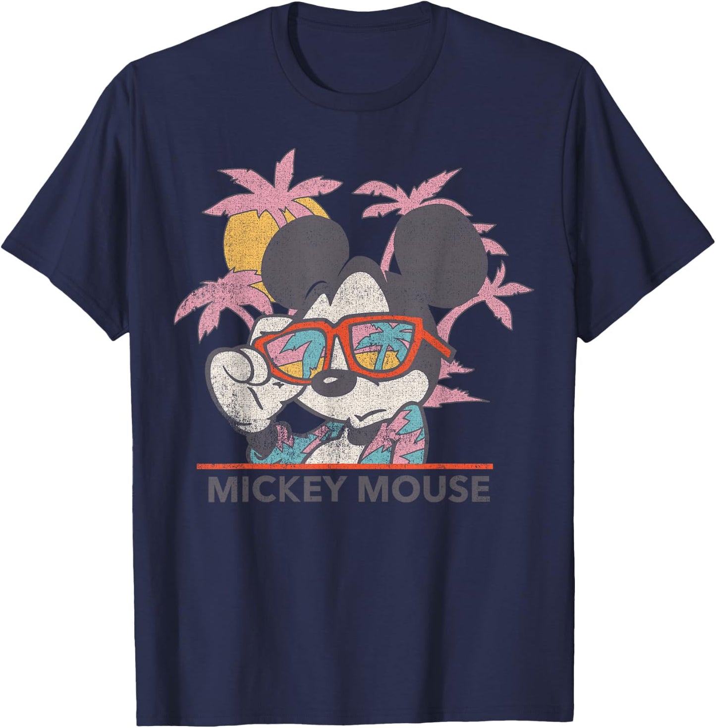 Disney Mickey and Friends Mickey Mouse Tropical Portrait Small T-Shirt - T-Shirt | Navy