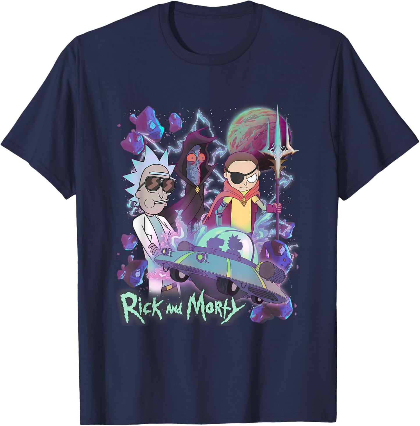 Rick And Morty Story Train Evil Morty Epic Poster T-Shirt - T-Shirt | Navy