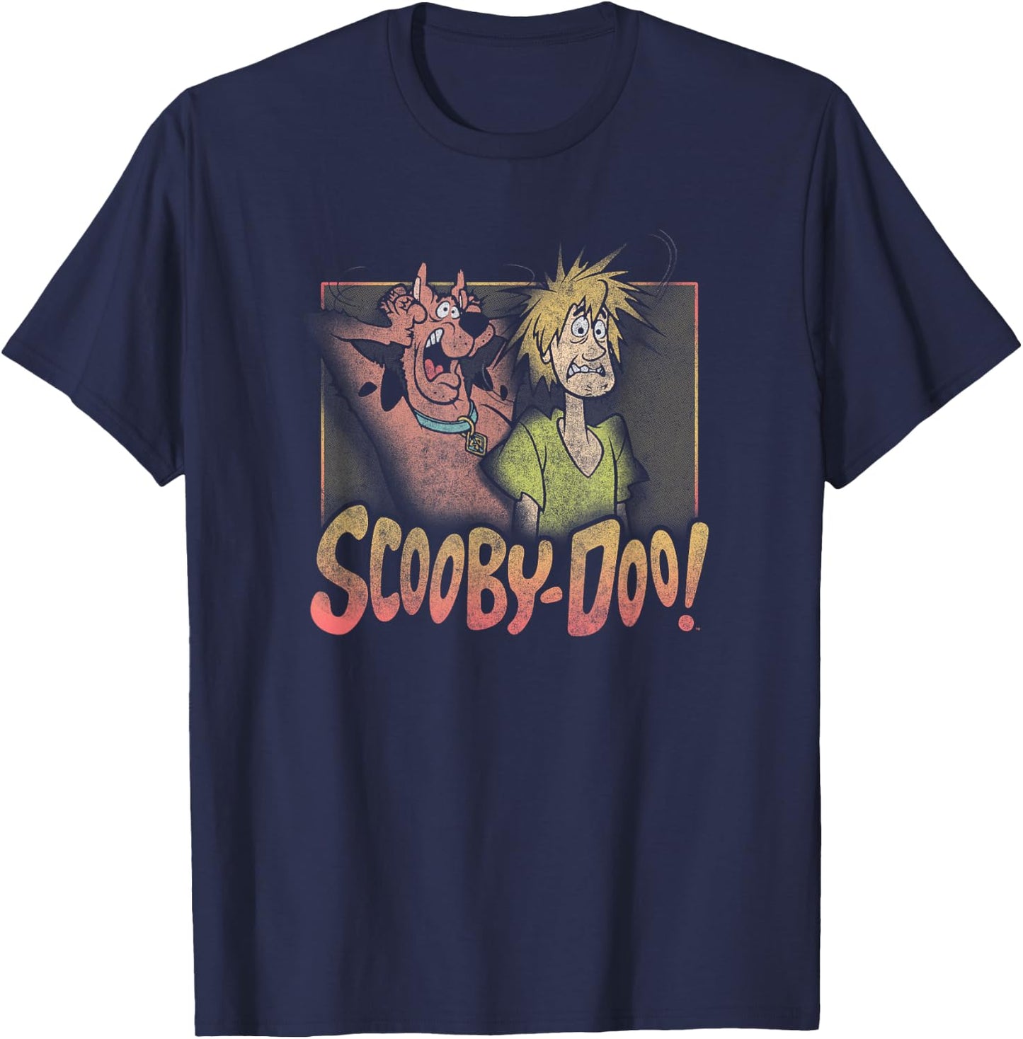 Scooby-Doo Shaggy & Scooby Vintage Fright Poster T-Shirt - T-Shirt | Navy