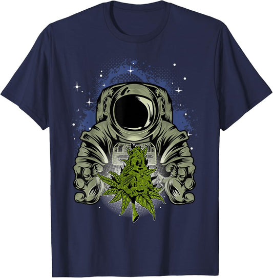 Marijuana Astronaut Space Man Weed Funny Pot Astronaut T-Shirt - T-Shirt | Navy