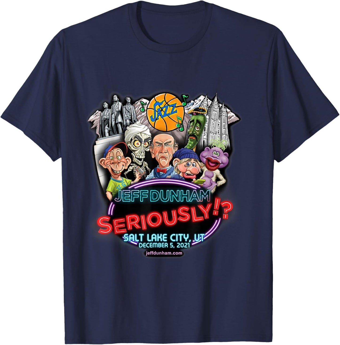 Jeff Dunham Salt Lake City, UT T-Shirt - T-Shirt | Navy