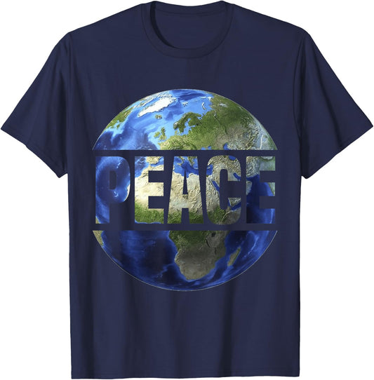 World Peace On Earth Conscious humanity Hope Earth Day T-Shirt - T-Shirt | Navy