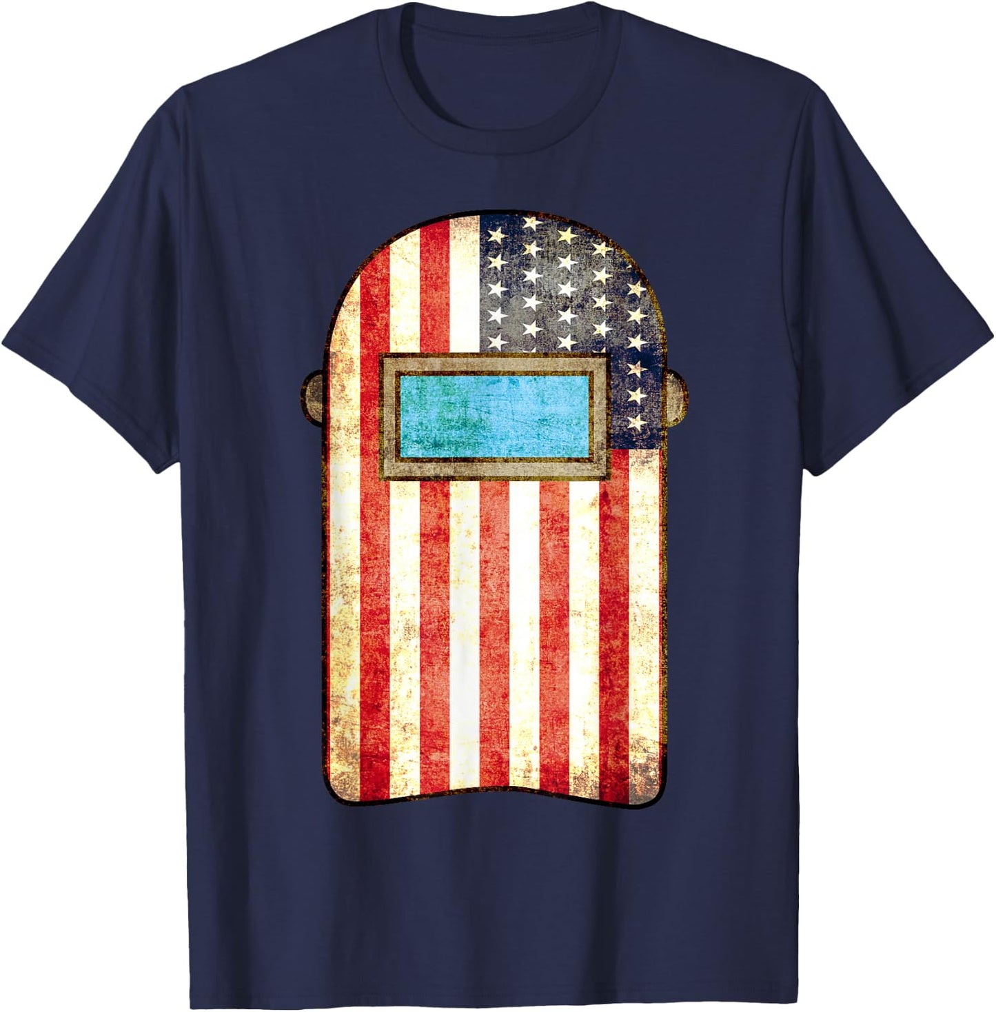 American Welder | US Flag Welding Hood Gift T-Shirt - T-Shirt | Navy
