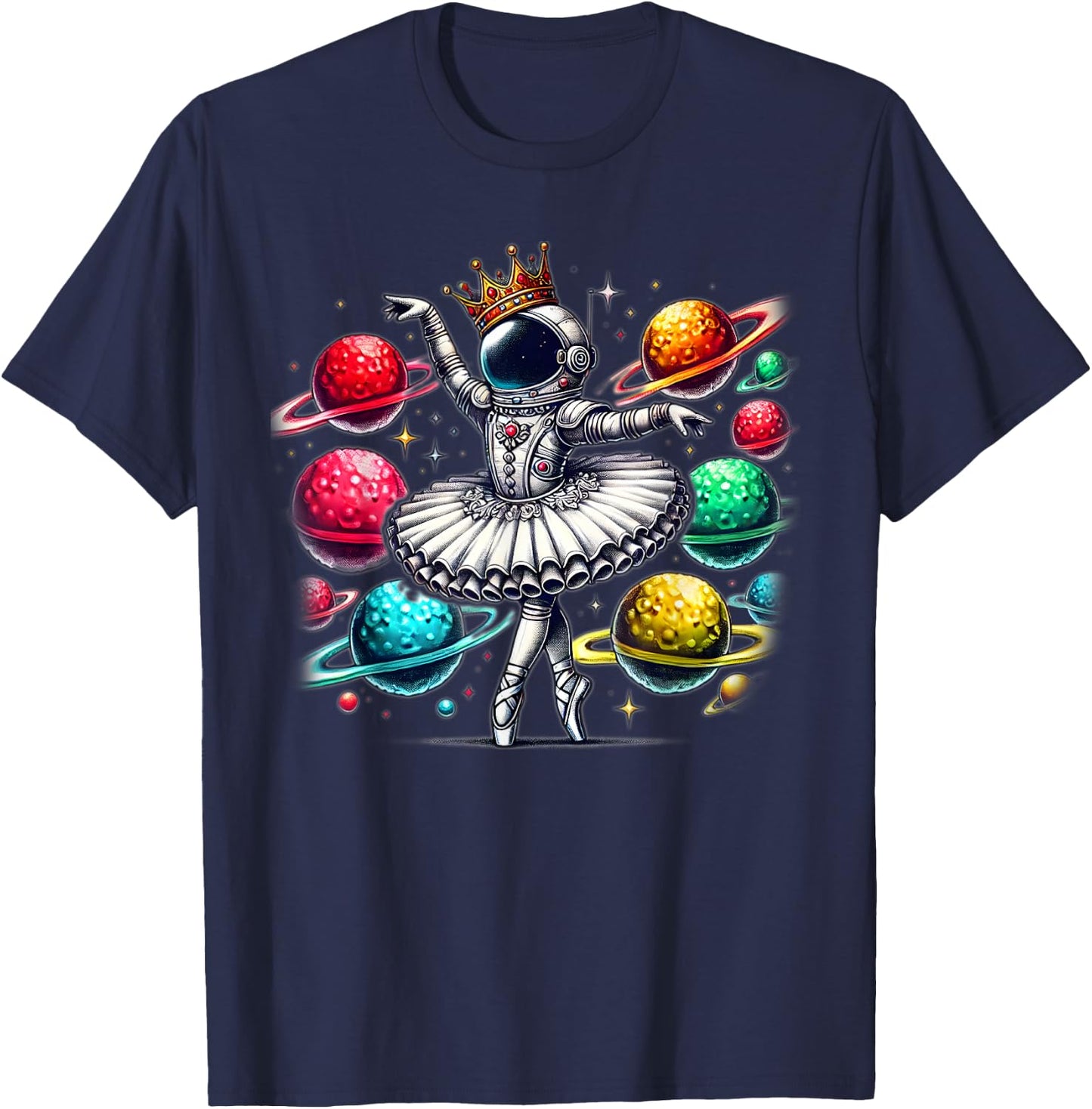 Ballerina Girl Space Astronaut T-Shirt - T-Shirt | Navy