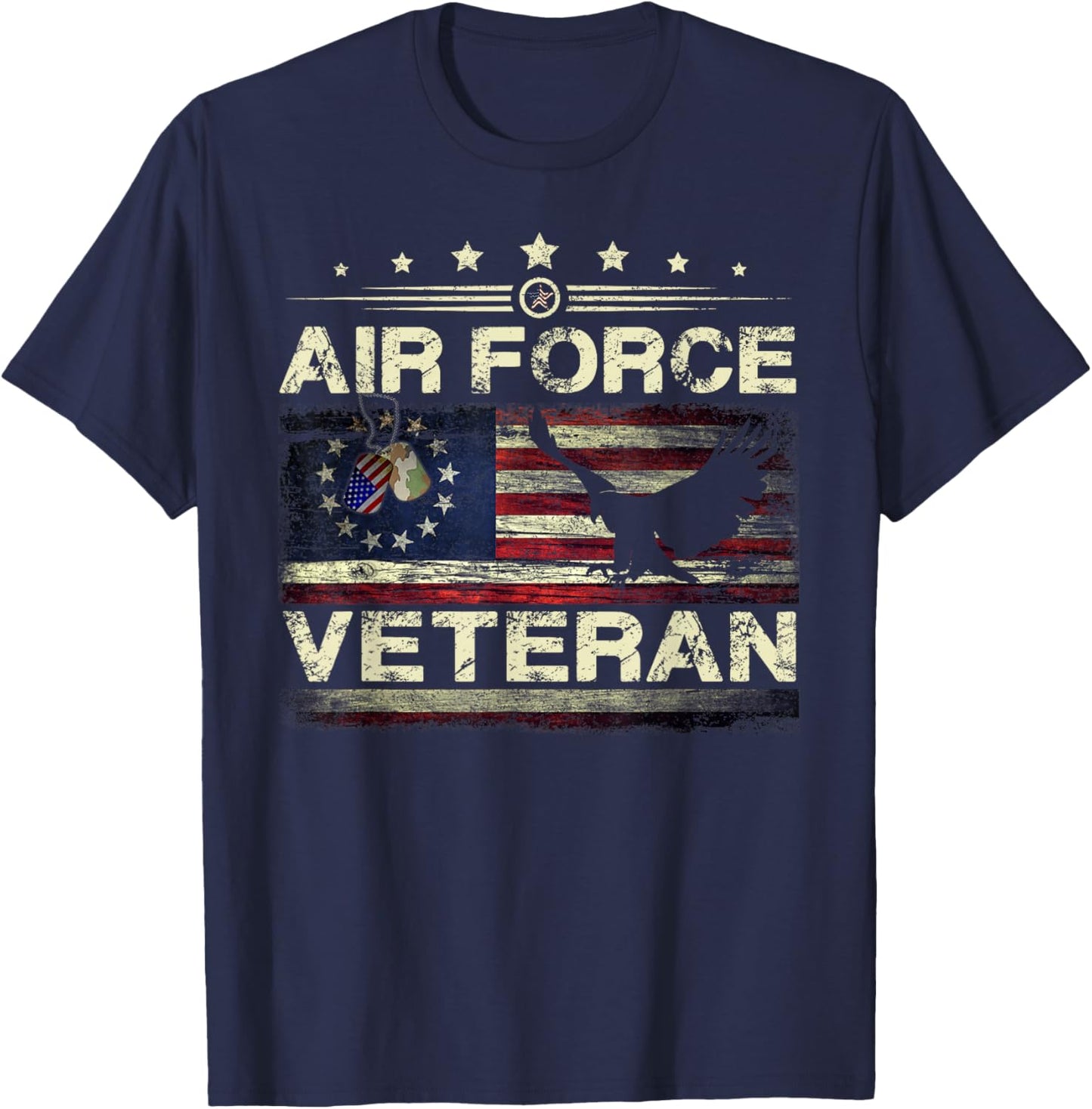 Veteran US Air Force - American Betsy Ross Flag T-Shirt - T-Shirt | Navy