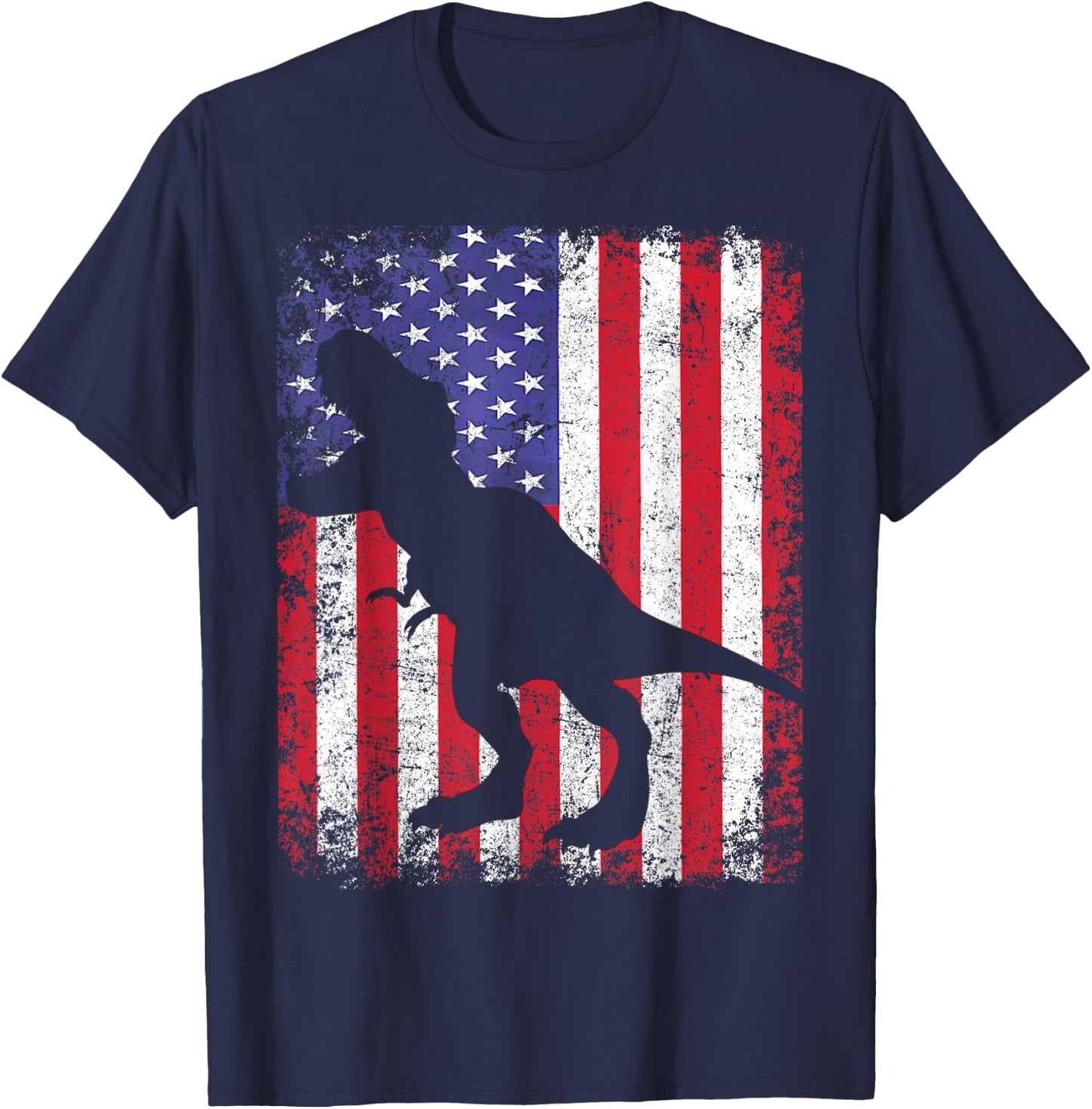 Dino USA American Flag 4th Of July Gift T-Shirt - T-Shirt | Navy