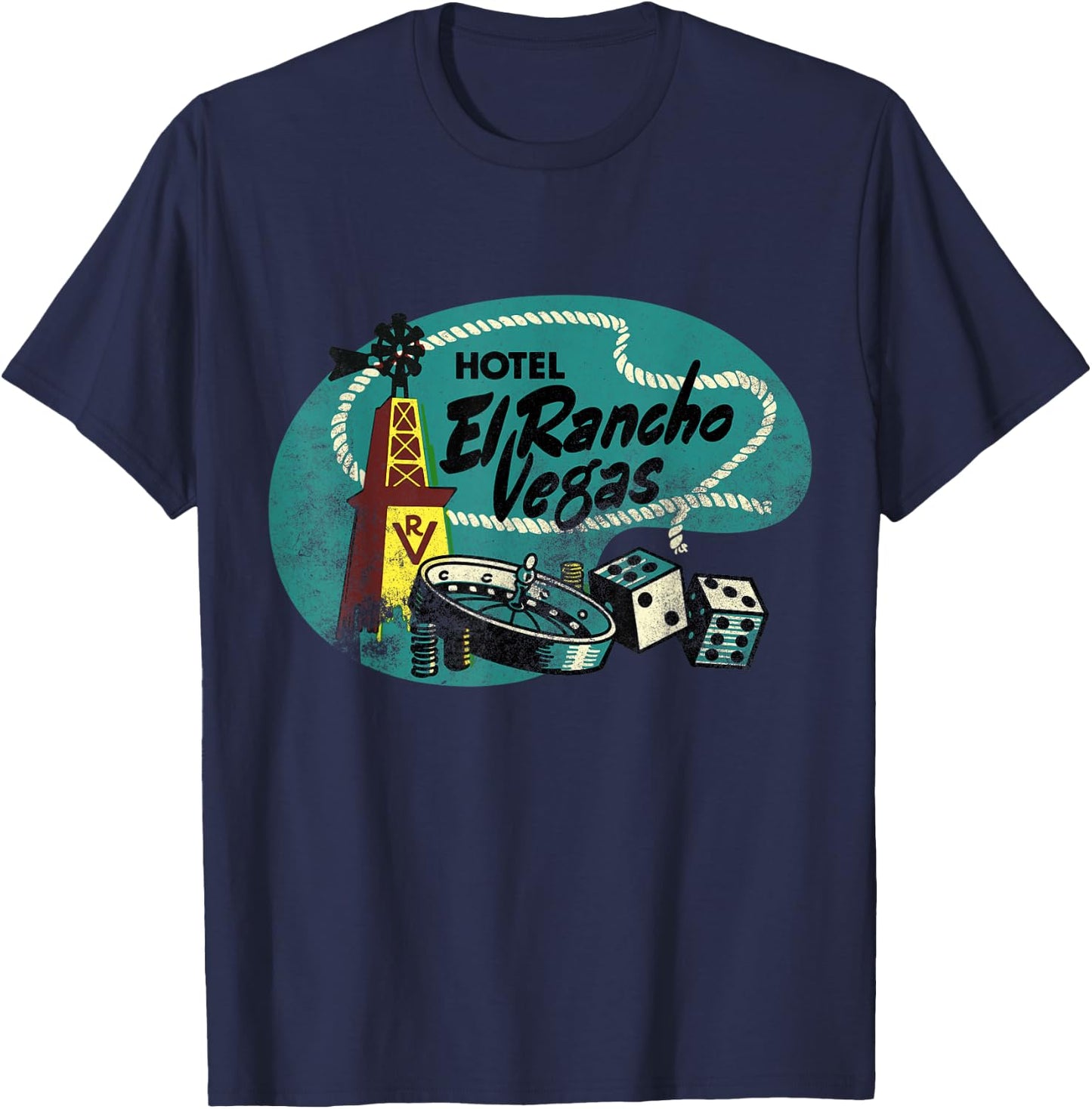 Vintage El Rancho Hotel and Casino Las Vegas T-Shirt - T-Shirt | Navy