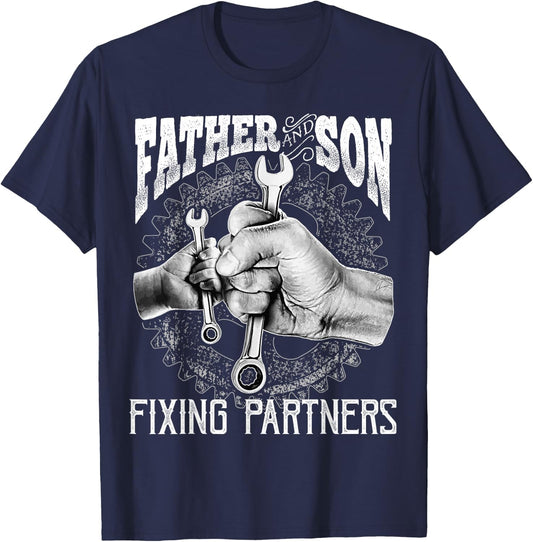 Father and Son Mechanic Shirt Mechanic Father's Day Gift Men T-Shirt - T-Shirt | Navy
