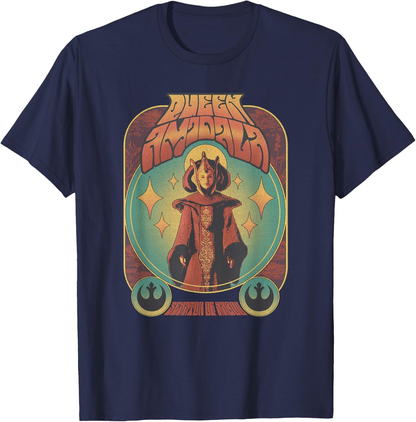 Star Wars Queen Amidala Retro Seventies Poster T-Shirt - T-Shirt | Navy