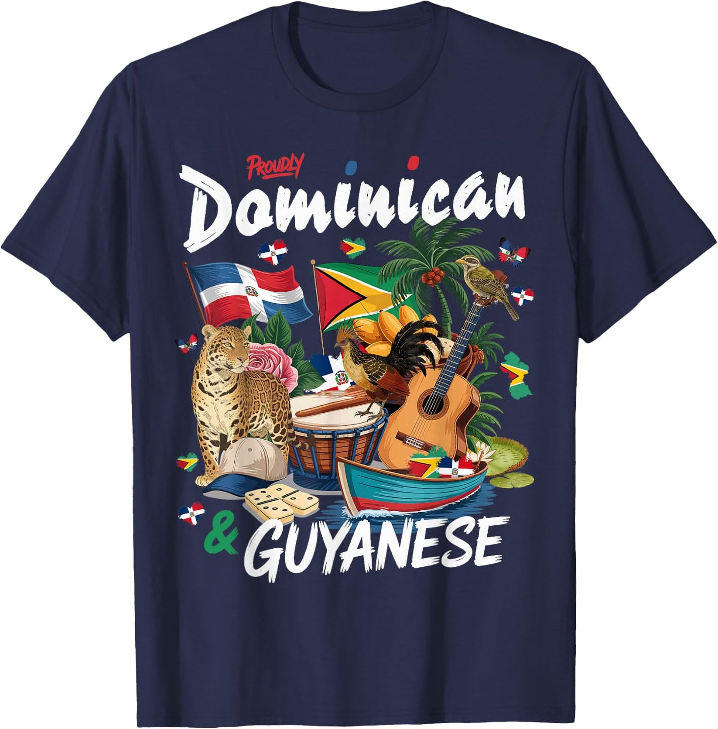 Guyana & Dominican Flag Culture Idea Guyanese T-Shirt - T-Shirt | Navy