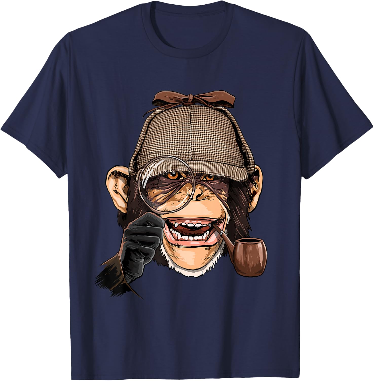 Chimpanzee Detective Great Ape Chimp Primate Animal Lover T-Shirt - T-Shirt | Navy