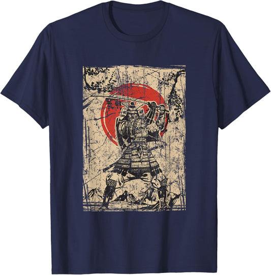 Japanese Culture red moon Samurai Warrior bushido code T-Shirt - T-Shirt | Navy