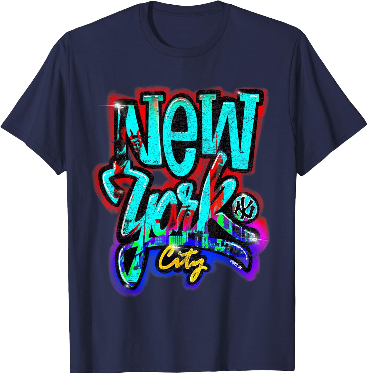 Urban Streetwear Graffiti-Style NYC - -Adults, Black, Small, Short Sleeve T-Shirt - T-Shirt | Navy