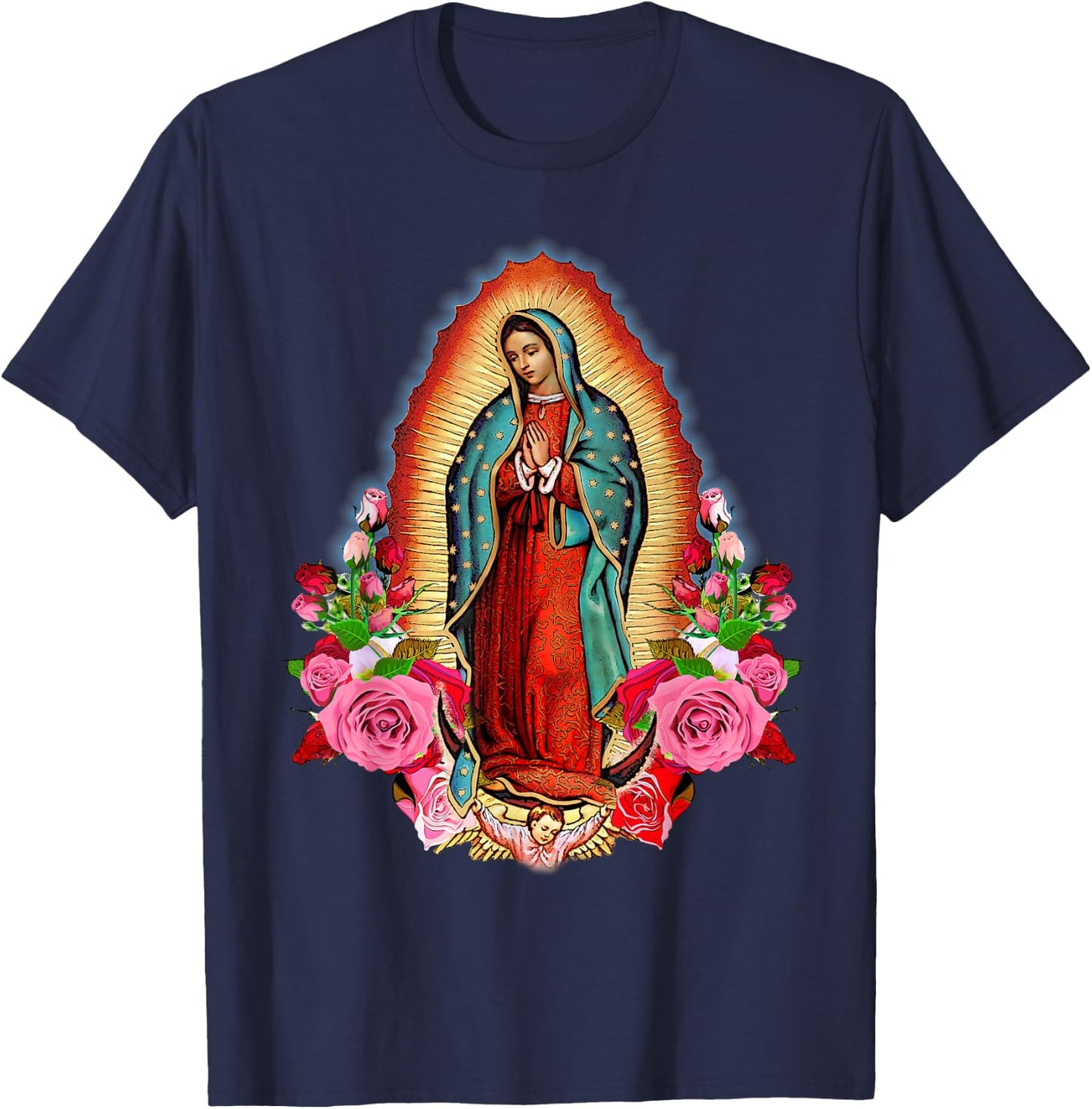 Our Lady of Guadalupe Saint Virgin Mary T-Shirt - T-Shirt | Navy