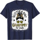 Grammy Of Both Messy Bun Leopard Camo Bleached Mother's Day T-Shirt - T-Shirt | Navy