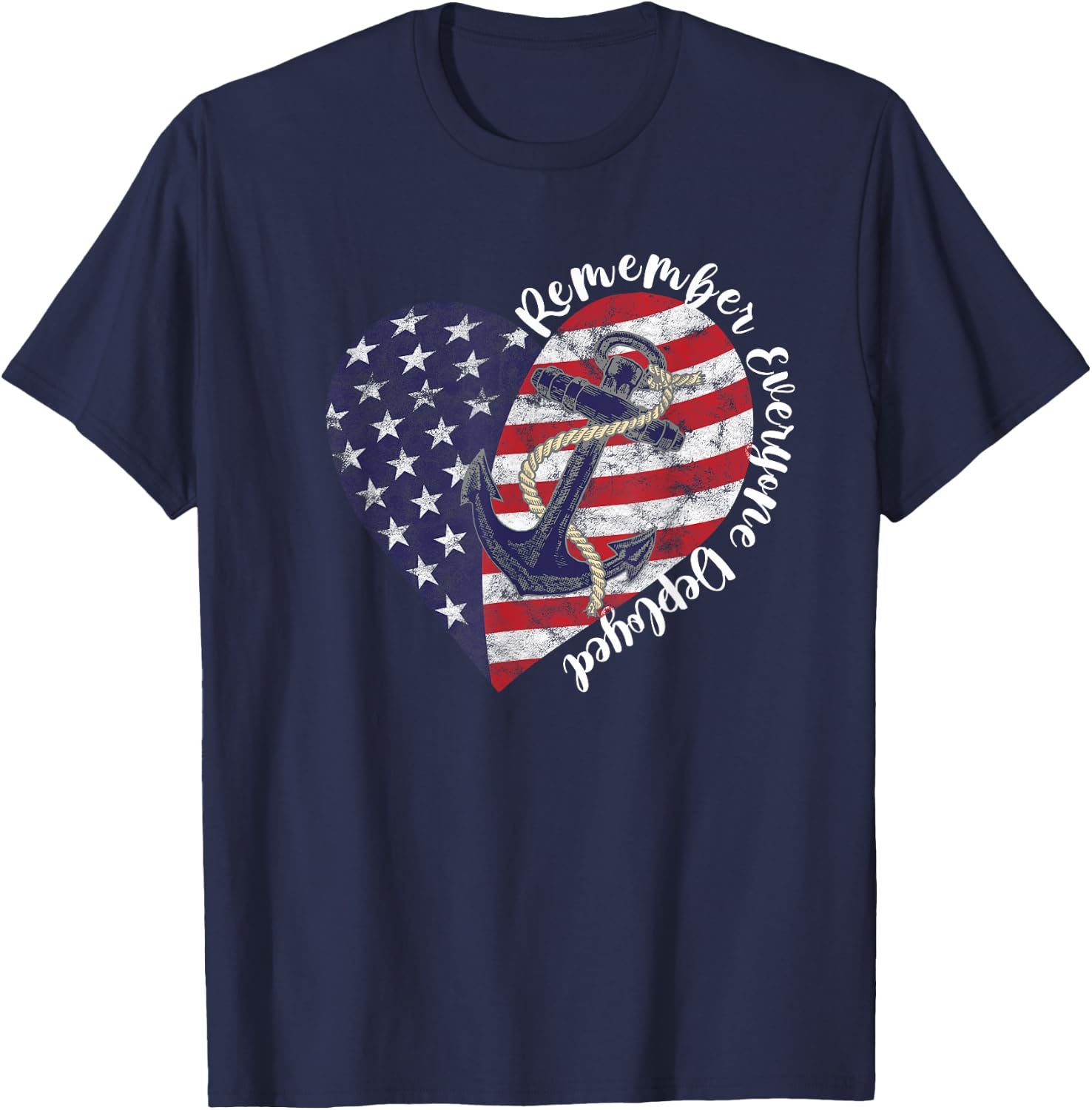 Remember Everyone Deployed RED Friday Military Anchor Heart T-Shirt - T-Shirt | Navy