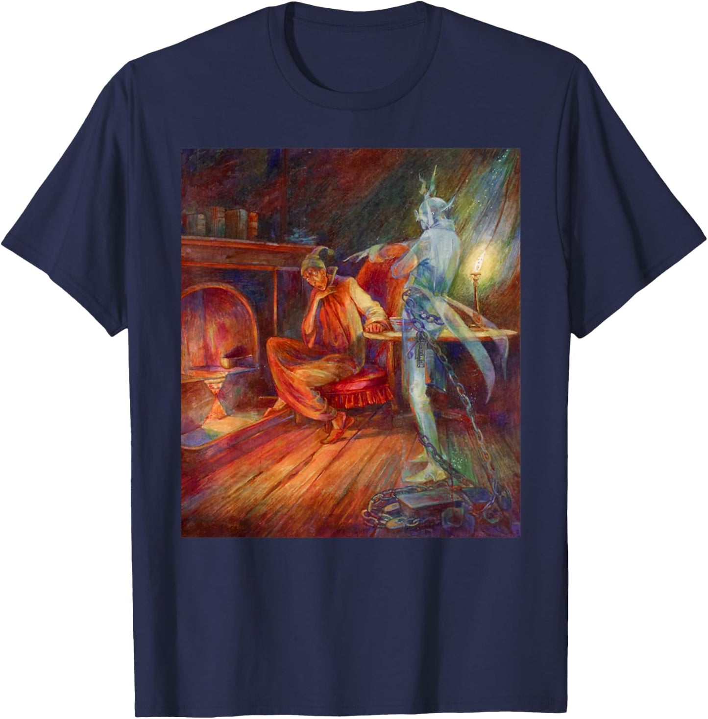 Scrooge Dickens A Christmas Carol Jacob Marley Ghost T-Shirt - T-Shirt | Navy