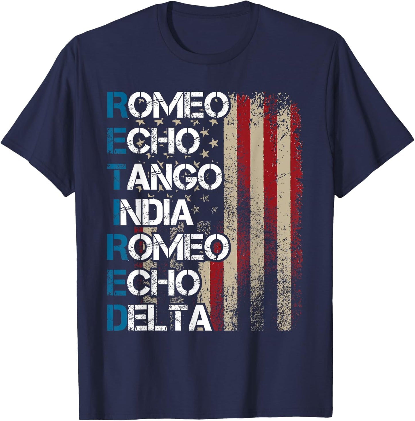 Phonetic Alphabet Retired Veteran Retirement Army Military T-Shirt - T-Shirt | Navy