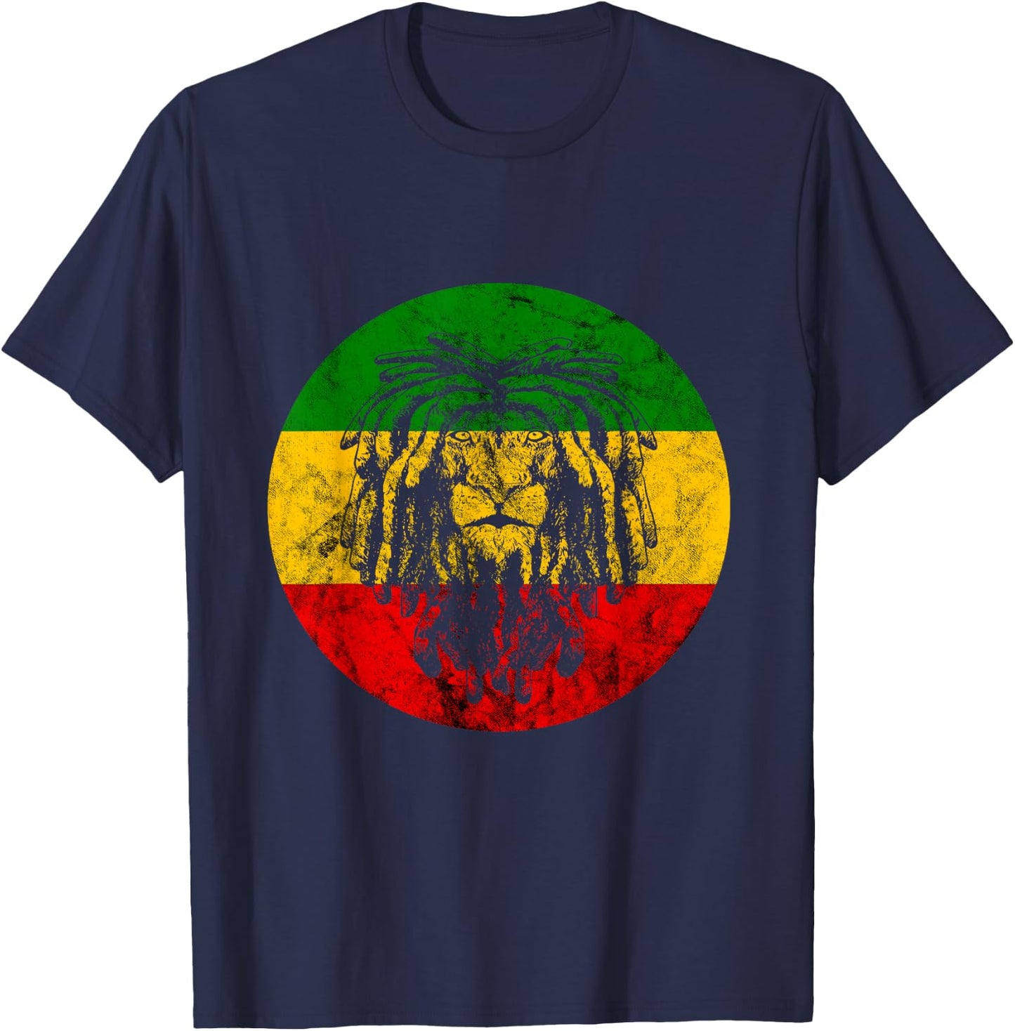Rasta Reggae Lion Of Judah Jamaican Roots Rastafari Lion T-Shirt - T-Shirt | Navy