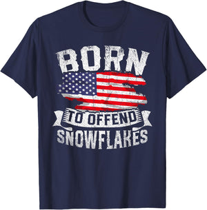 Born to Offend Snowflakes US Flag Funny American Republican T-Shirt - T-Shirt | Navy