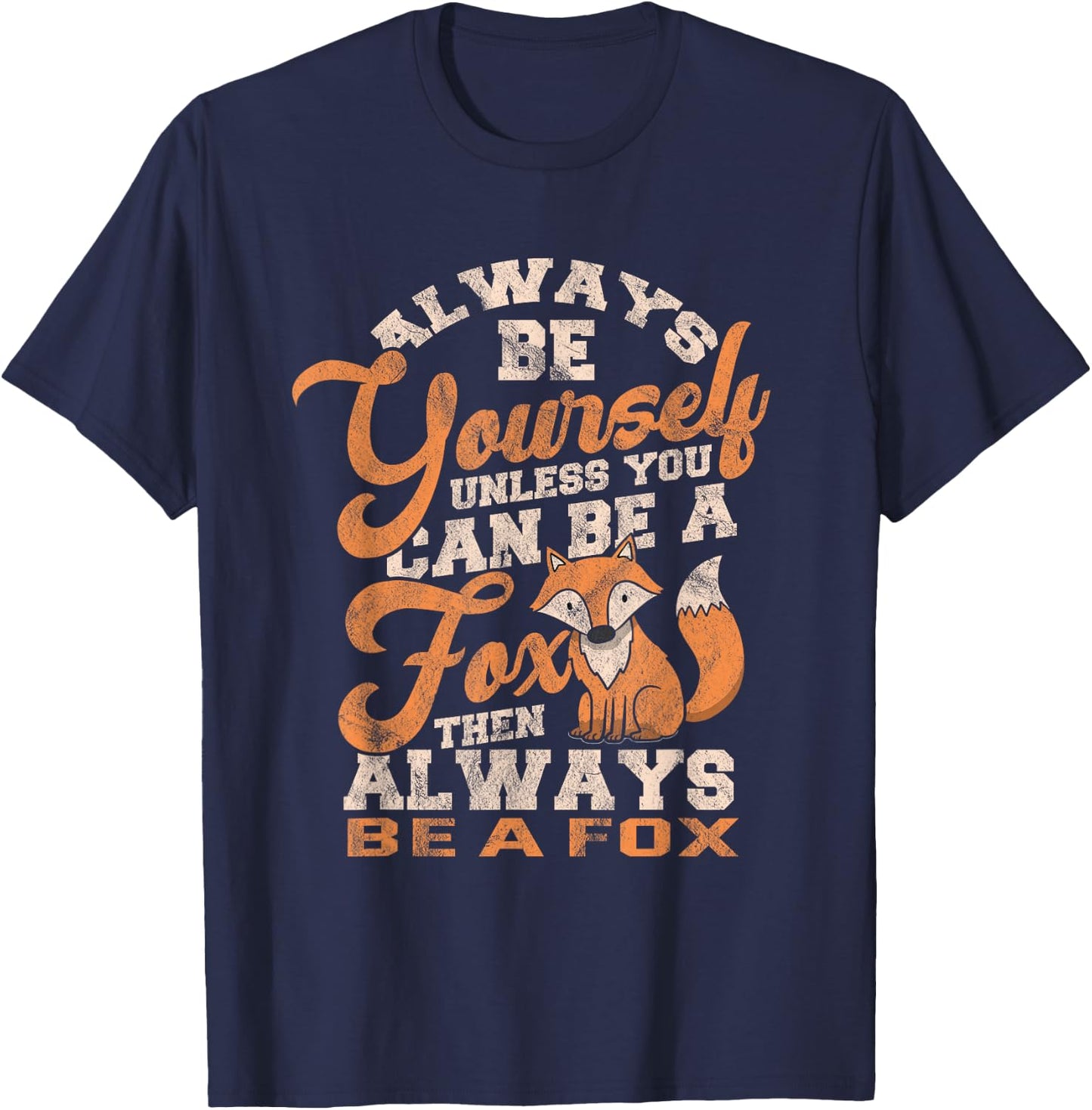 Fox Vintage Wildlife Red Foxes Girls Smart T-Shirt - T-Shirt | Navy