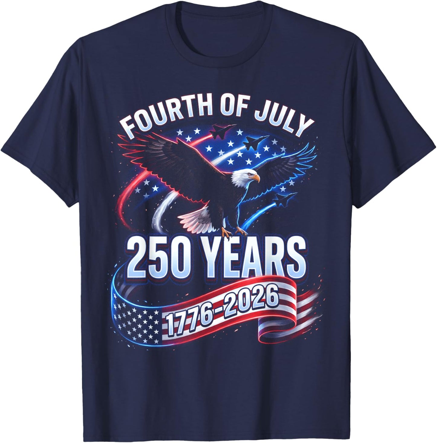 250th Anniversary USA 1776-2026 Patriotic American 4th July T-Shirt - T-Shirt | Navy