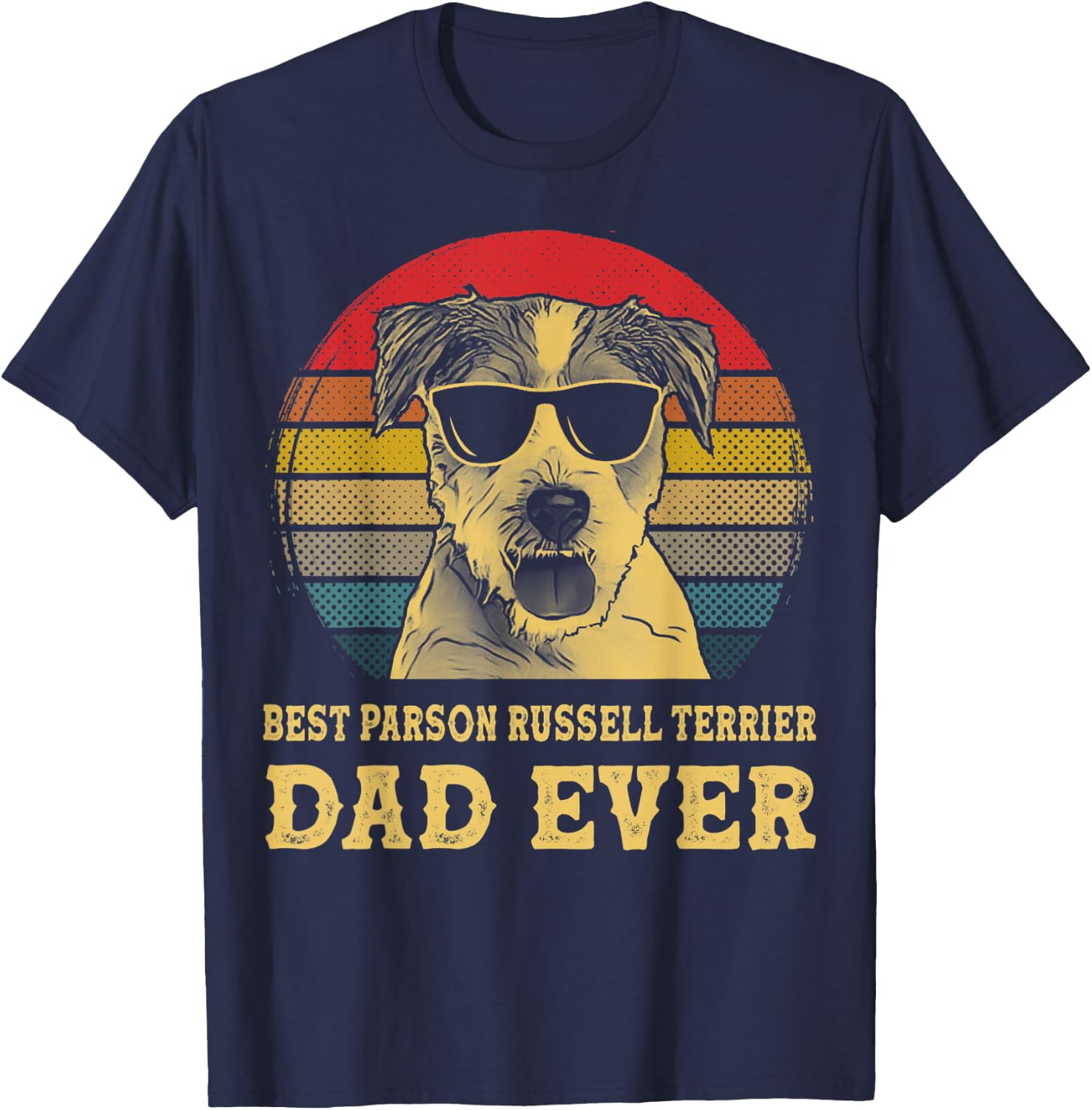 Best Parson Russell Terrier Dad Ever Dog Lover Retro Vintage Women Kids T-Shirt - T-Shirt | Navy