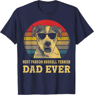 Best Parson Russell Terrier Dad Ever Dog Lover Retro Vintage Women Kids T-Shirt - T-Shirt | Navy