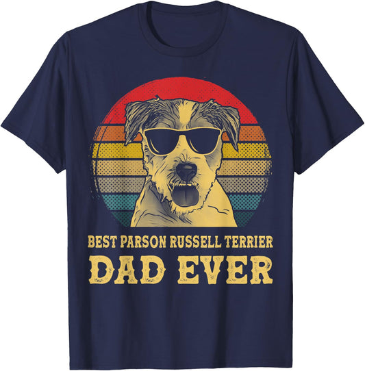 Best Parson Russell Terrier Dad Ever Dog Lover Retro Vintage Women Kids T-Shirt - T-Shirt | Navy