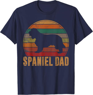 Retro Spaniel Dad Gift Dog Owner Pet English Cocker Father T-Shirt - T-Shirt | Navy
